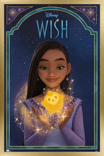 Vista 17 de Trends International Disney Wish - Póster de pared de Asha & Star, 22.4 pulgadas de largo x 14.7 pulgadas, versión enmarcada en madera de granero