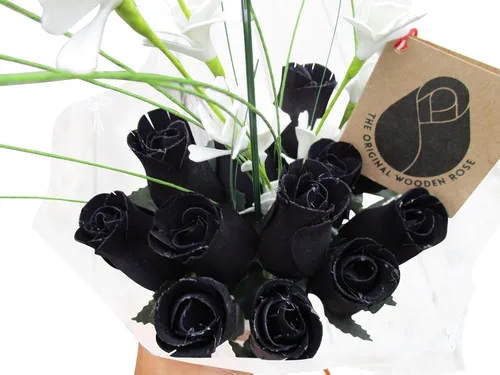 Vista 6 de Ramos originales de rosas de madera en 1, 2, o 3 docenas, Madera de abedul, 1 Docena