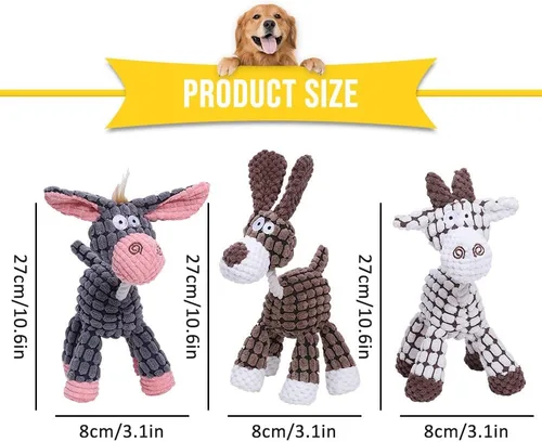 Vista 2 de Juguete de felpa chirriante para perro, juguete de felpa chirriante, juguete interactivo para masticar, juguete chirriante para perros pequeños