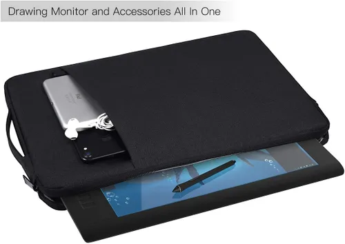 Vista 3 de Funda para tableta de dibujo gráfico para XP-Pen Artist 13.3 Pro/V2/ Artist 14/12, Bolso de transporte Huion Kamvas Pro 13 GT-133 (Negro)