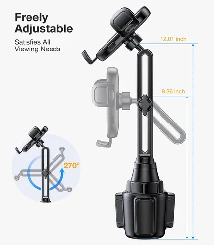 Vista 10 de Coolpow Soporte para Teléfono de Portavasos Soporte para Teléfono de Carro Soporte para Teléfono de Portavasos Montaje para Teléfono【Ultra Estable