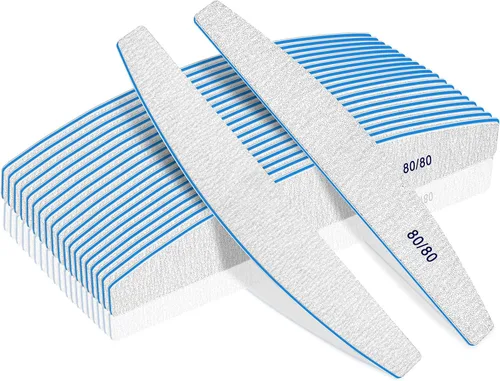 Vista 14 de BLESWIN Lima de uñas de grano 100/100, 25 piezas profesional de doble cara, herramienta gruesa reutilizable y lavable para uñas acrílicas y de gel