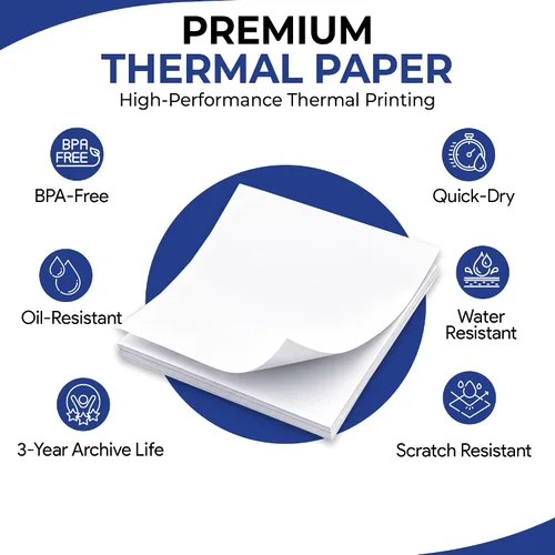 Vista 6 de 50 hojas de papel térmico para impresora térmica de 8.5 x 11 pulgadas