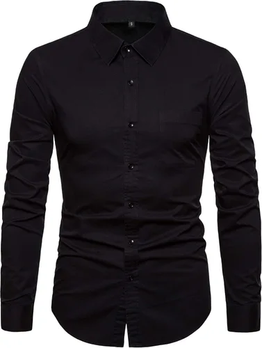 Vista 9 de Camisas de vestir con botones, manga larga, estilo casual, para hombre, con bolsillo en el pecho Azul (Acid Blue)