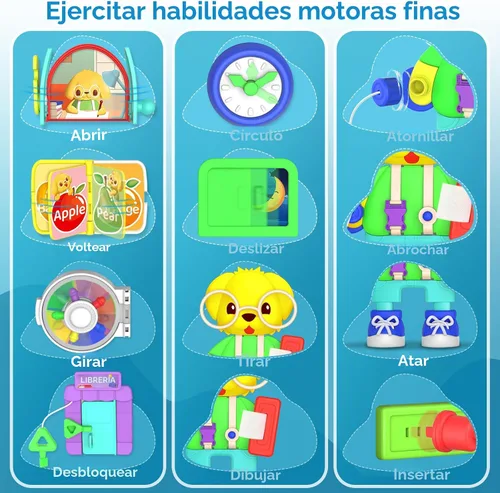 Vista 3 de Juguetes para niños pequeños de 1-2 años, tablero ocupado musical Montessori, juguete educativo temprano para niños pequeños de 1-3 años, juguete