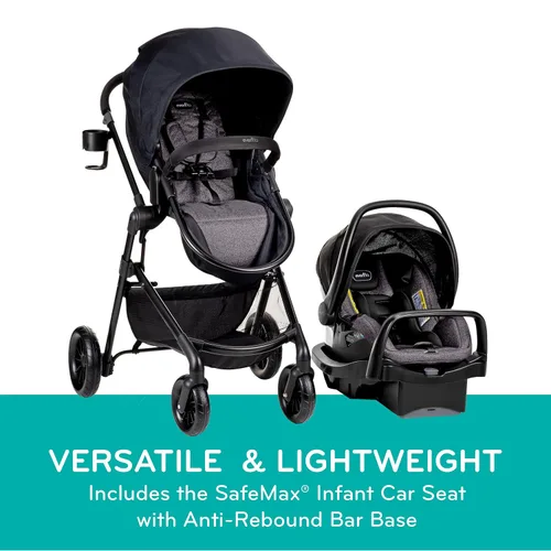 Vista 5 de Evenflo - Sistema de viaje modular pivotante con asiento de coche infantil LiteMax (gris casual)