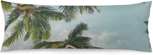 Vista 21 de Protector de almohada de playa con palmeras tropicales de 16 x 14 pulgadas, palmeras de playa, paisaje marino costero, decorativo, rectangular