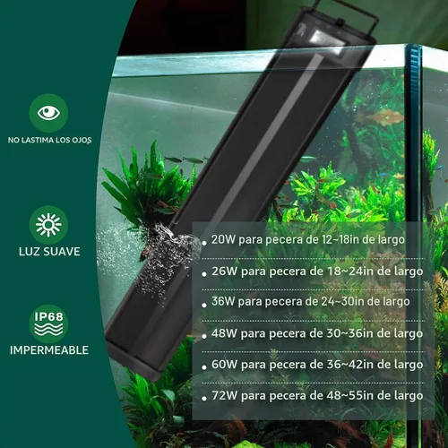 Vista 5 de Hygger - Luz LED programable para acuario, para peceras de plantas de 12~18 pulgadas de largo, espectro completo, con pantalla LCD de configuración