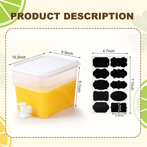 Vista 2 de Mumufy 2 dispensadores de bebidas de 1.32 galones para fiestas con grifo dispensador de bebidas de plástico para refrigerador, contenedor