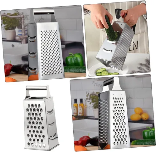 Vista 8 de Rallador de queso grande de acero inoxidable, cortador de verduras manual rotativo de cocina, ralladores de rebanadores de queso multifunción