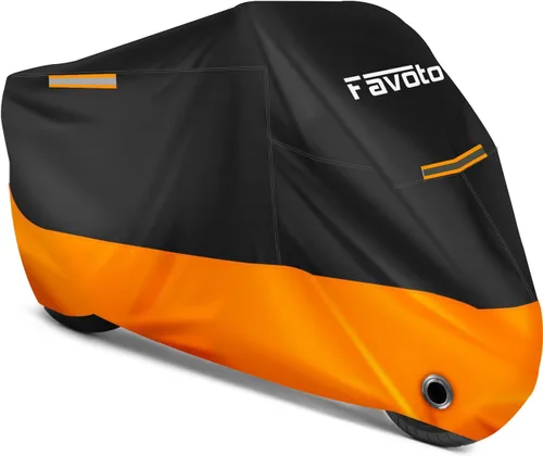 Vista 10 de Favoto - Funda impermeable para motocicleta, universal, duradera, reflectante, protección solar para cualquier temporada, con orificios de seguridad