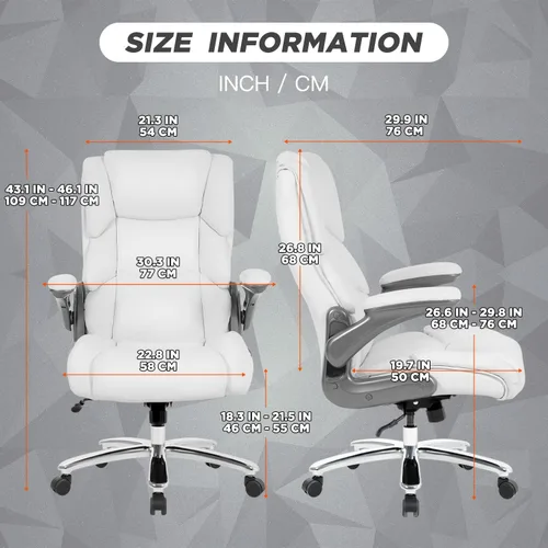 Vista 2 de Silla de oficina para computadora, silla de escritorio grande y alta, silla de oficina de 400 libras, silla ergonómica de malla resistente