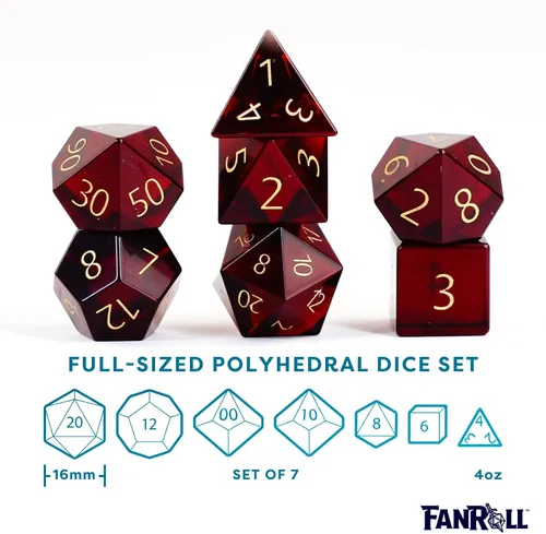 Vista 2 de FanRoll - Juego de dados DND de 0.630 in con piedra natal de polietileno: Granate de enero grabado, dados de juego de rol para Calabozos y Dragones