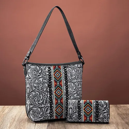 Vista 2 de Montana West Bolso de mano occidental para mujer, bolso de hombro oculto con cartera