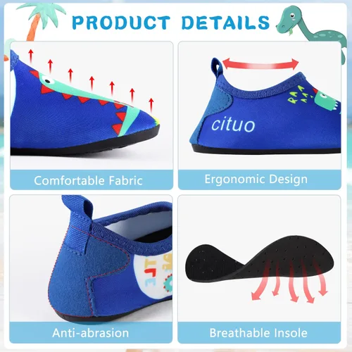 Vista 3 de Zapatos de agua para niños al aire libre, secado rápido, calcetines acuáticos para deportes, playa, natación, surf, ligeros, para niños pequeños