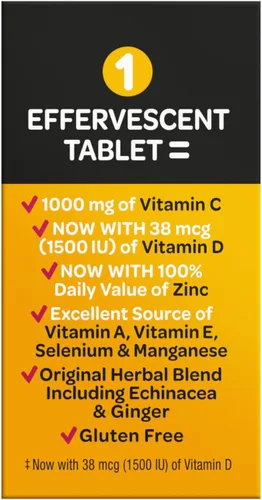 Vista 10 de Vitamina C 1000 mg (por porción), tabletas efervescentes Airborne Very Berry (36 unidades en una caja), suplemento de apoyo inmunológico sin gluten