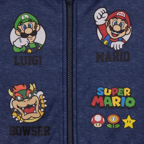 Vista 3 de Nintendo Super Mario Gráfico Chaqueta Varsity con Capucha de Forro Polar para Niños y Pequeños