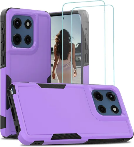 Vista 22 de Jeylly para Moto G Stylus 5G 2021 Funda con [2 Pack] Protector de Pantalla de Vidrio Templado, Protección Grado Militar Anti-Arañazos, Funda A