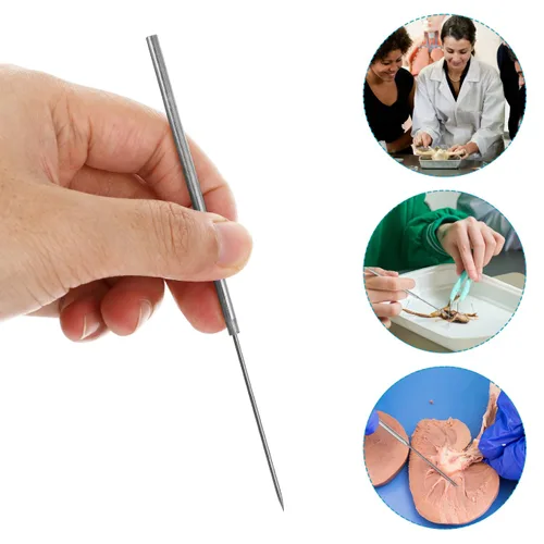 Vista 2 de iplusmile Aguja de disección micro recta de acero inoxidable, 14 piezas, herramienta de aguja de disección de precisión de laboratorio para equipos