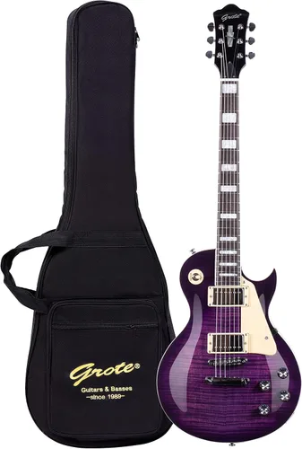 Vista 18 de Grote Guitarra eléctrica de cuerpo sólido LPYS-006 Maple Neck Ideal para todos los niveles con Gigbag (marrón antiguo)