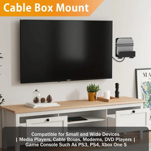 Vista 6 de Soporte de caja de cable, soporte para módem, soporte de pared ajustable para caja de cables para dispositivos pequeños y anchos, compatible