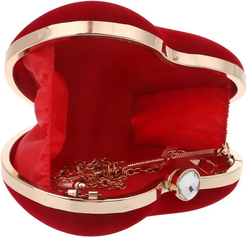 Vista 6 de Bolso en forma de corazón para mujer, mini bolso de cadena de embrague, bolso de hombro elegante, bolso de noche