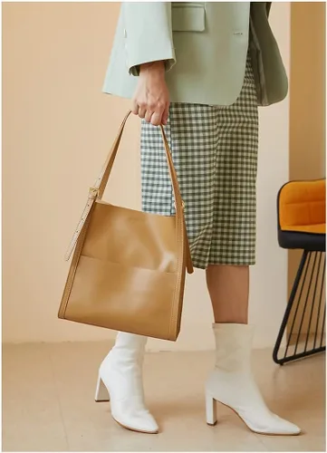 Vista 5 de Aiwanning - Bolso de piel auténtica para mujer, bolso de hombro, bolso de mano