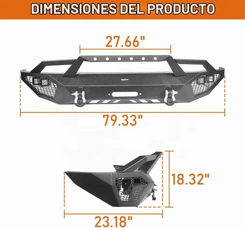 Vista 10 de Hooke Road Parachoques delantero de acero con winchi para Tundra de Toyota 2014 2015 2016 2017 2018 2019 2020 2021