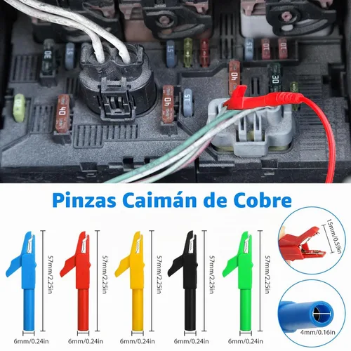 Vista 4 de Linkstyle Kit de sonda trasera de 25 piezas, pasador de sondas traseras multímetro, enchufe de plátano a clip de cocodrilo eléctrico con cables, kit
