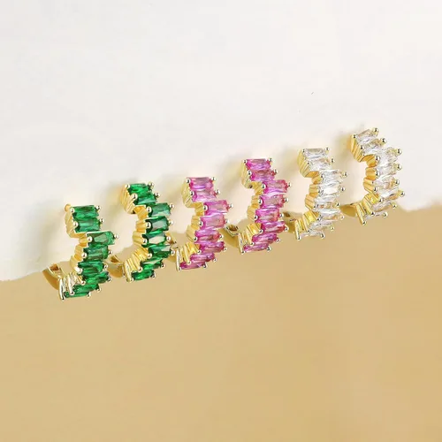 Vista 8 de Me&Hz Aretes de aro pequeños chapados en oro de 14 quilates, hipoalergénicos, con circonita cúbica, para mujer