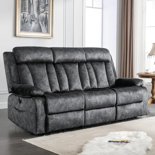 Vista 11 de GUEAPY Sofá reclinable con calor y masaje, sofá reclinable con mesa abatible, sofá reclinable de 3 plazas para sala de estar, asientos de cine