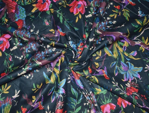 Vista 2 de Vedant Designs - Tela con estampado de bloques a mano, 100 % algodón, costura india (negro, 5 yardas)
