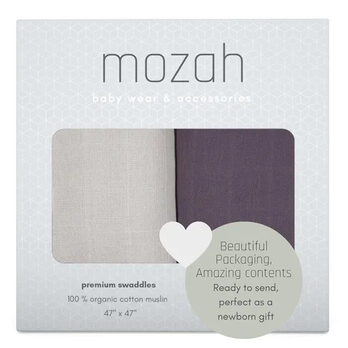 Vista 3 de MOZAH Mantas de muselina orgánica, 100 % algodón para niñas y niños, manta receptora, paquete de 2 mantas para envolver al bebé para guardería Malva