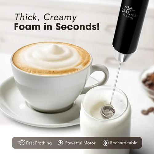 Vista 93 de Zulay Milk Boss Espumador de leche potente manual, hace espuma para latte, batidor para mezclar bebidas, café, miniespumador para capuchino, frappé