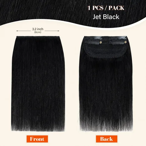 Vista 2 de S-noilite Extensiones de cabello corto con broches, 100% cabello humano real, 1 unidad, 2 clips, extensiones de cabello para mujer, añade volumen, 4
