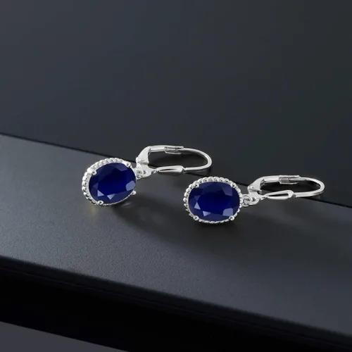 Vista 66 de Gem Stone King Aretes colgantes de gota para mujer, plata de ley 925, piedra natal ovalada de 0.354 x 0.276 in, joyería fina, regalos para ella