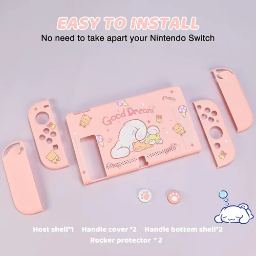 Vista 2 de DLseego Dockable Protective Case for Switch, Newest Pattern Cover with Anti-Scratch and Shock-Absorption Design Hard Cover with 2 pcs Thumb Grips