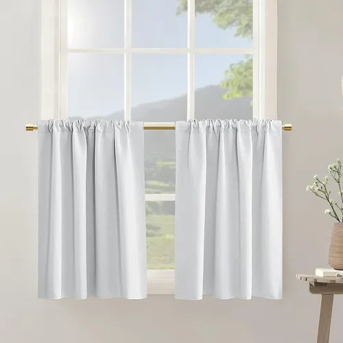 Vista 19 de PANELSBURG - Cortinas de cocina para ventanas, cortinas cortas térmicas aisladas de invierno para puerta con ventana, 24 pulgadas de largo, beige