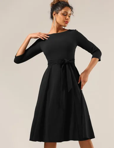 Vista 5 de DRESSTELLS Vestidos de cóctel para mujer, vestido vintage de boda para Negro
