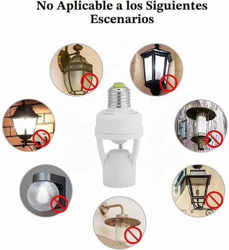 Vista 5 de Toma de luz con sensor de movimiento PIR, soporte de bombilla de tornillo E27 LED PIR sensor de movimiento infrarrojo interruptor de lámpara