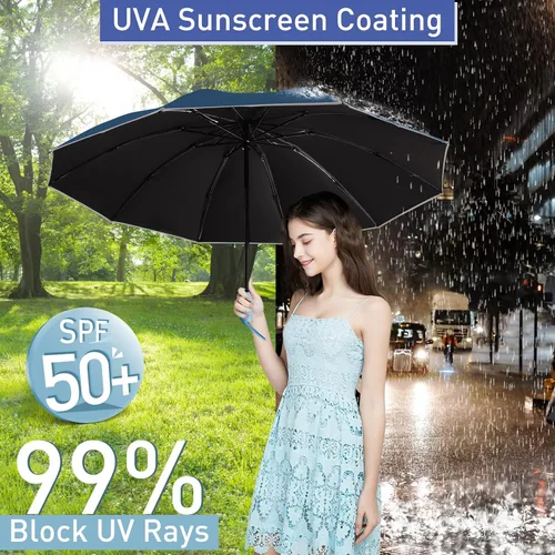 Vista 2 de Bodyguard Inverted Umbrella, Large Windproof Umbrellas for Rain & Sun, Compact Umbrella Reverse Umbrella with Reflective Stripe, Teflon Umbrella for