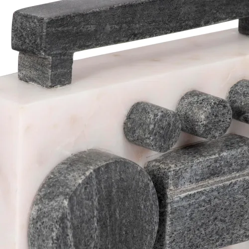 Vista 8 de Sagebrook Home Figura moderna Boombox – Decoración decorativa hecha a mano de piedra y mármol – Decoración contemporánea para el hogar y la oficina