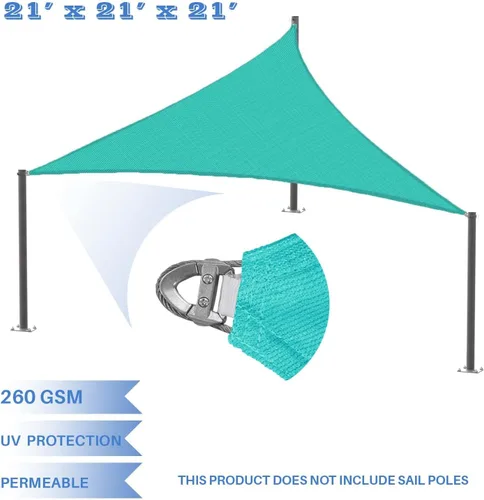 Vista 2 de E&K Sunrise - Toldo parasol triangular de 21 x 21 x 21 pies, con un anillo de alambre de acero, bloqueo UV, para pérgola, patio, jardín, terraza, al
