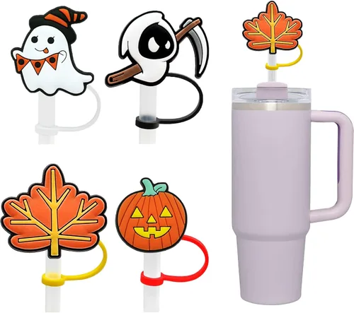 Vista 14 de 4 piezas de adornos para popote de Navidad, cubierta de popote Stanley de Amreich Christmas Stanley, vaso de 30 onzas y 40 onzas con asa, fundas