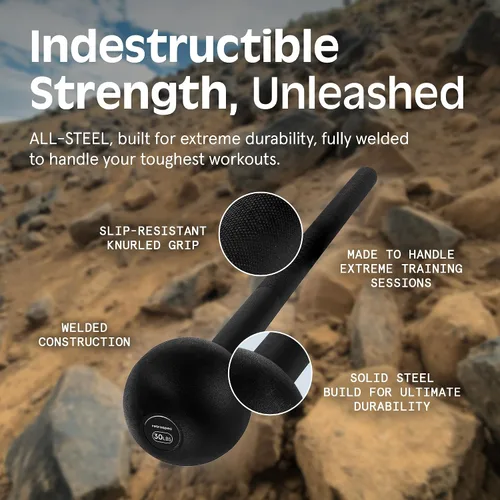 Vista 3 de Retrospec Revolve Steel Macebell para entrenamiento de fuerza, rehabilitación, estiramiento, acondicionamiento y entrenamiento rotacional - Opciones