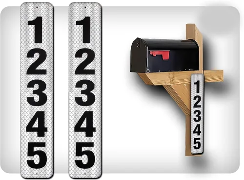Vista 30 de Curb N Sign - Placas de números para buzón – 3 x 10 pulgadas hechas de aluminio reflectante de alta calidad – Números de buzón súper reflectantes
