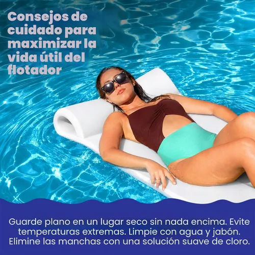 Vista 6 de TRC Recreation Foam Swimming Pool Float, Floating Water Lounger, Splash 1.25” Blanco