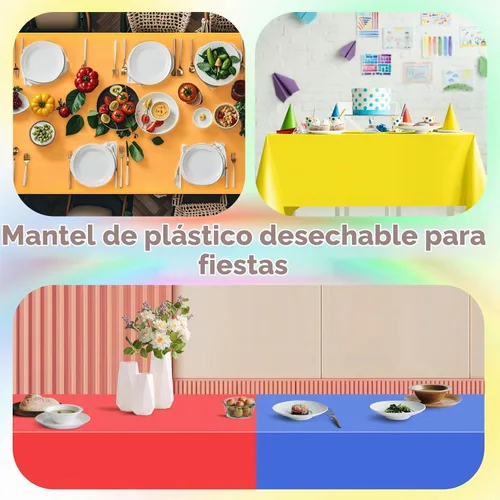 Vista 4 de mwellewm - Mantel desechable de plástico para mesas rectangulares (6 unidades) Table Cloths for 6 Foot Rectangle Tables, Colorful Rectangular