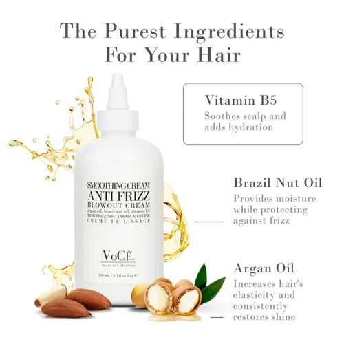 Vista 2 de VoCÊ Haircare Natural Smoothing Blowout Cream Crema antiencrespamiento con control de encrespamiento y protección del calor Vegana, no tóxica