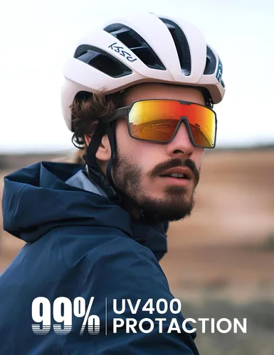 Vista 2 de Lamicall Gafas de sol deportivas polarizadas de tamaño XL para hombres y mujeres, gafas de sol grandes con protección UV400, para correr, ciclismo